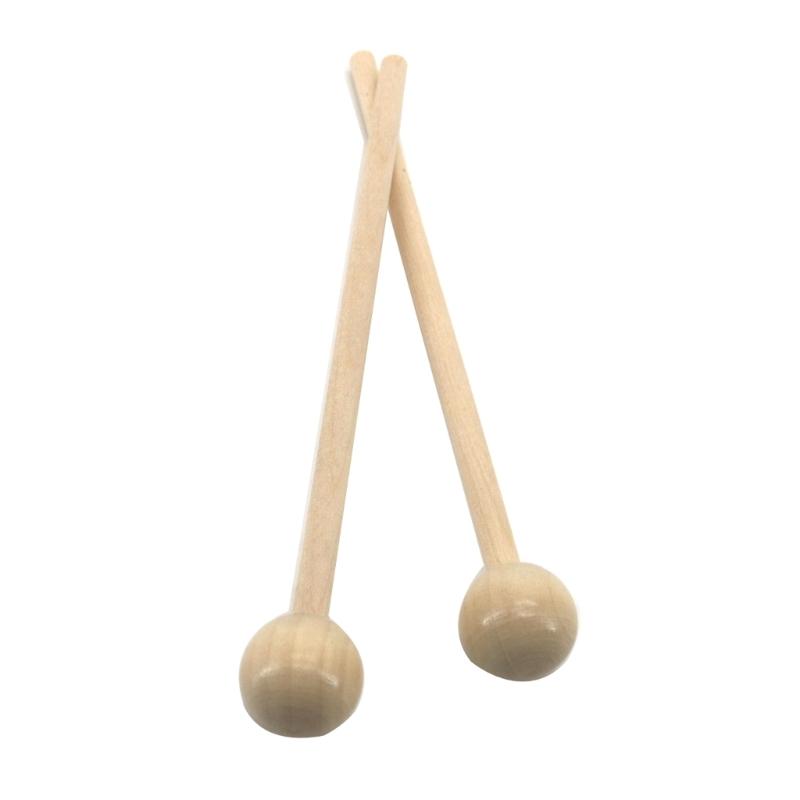 2pcs Ethereal Drumsticks Round Head Drum Sticks Hammer Durable Wooden Handle Drum Mallet Stick Small Musical Drumsticks