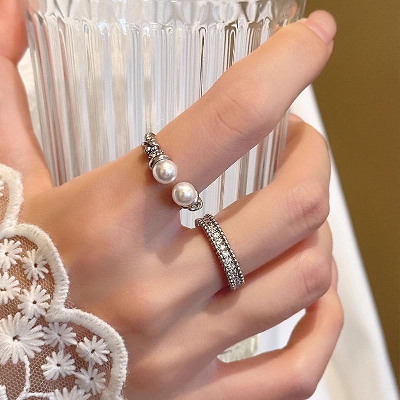 Luxury Zircon Pearl Open Ring: High-End Versatile Fashion Jewelry for a Chic Statement