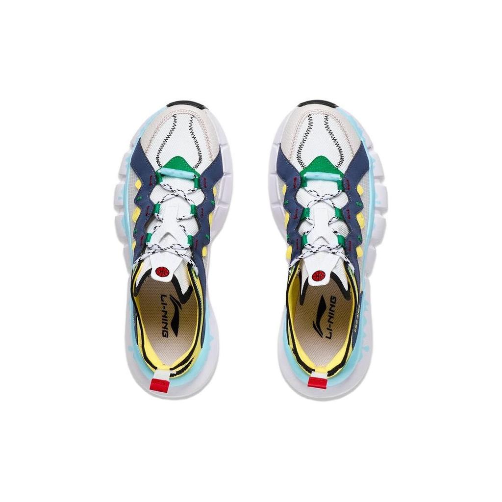 Li Ning Wudao Slip Resistant Durable Low Top Retro Basketball Shoes Men sneakers White Blue Yellow ABCT049-3