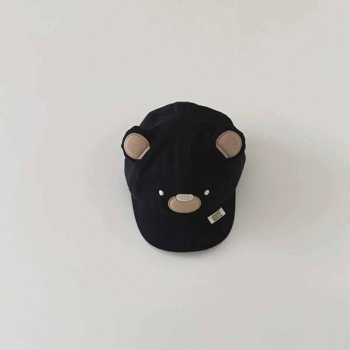 

Sporty Kids Boy Baseball Cap Simplicity Cartoon Bear Peak Cap for Toddler Boy Travel Sunshade Baby Photography Props Hat 8 Month-3 Year чёрный