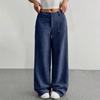 Corduroy Pants For Women Casual  Elastic Waist Straight Leg Pants Loose Comfy Trousers With Pockets