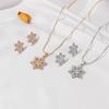 2 Pcs/set Women's Earrings Alloy  Full Diamond Snowflake Necklace+ Snowflake Earrings