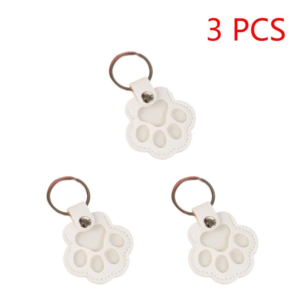 1-5PCS Pet Hair Keepsake Keychain PU Pet Keychains Hair Collector Cute Paw-Shaped Charm for Keyrings Bags and Personal Mementos