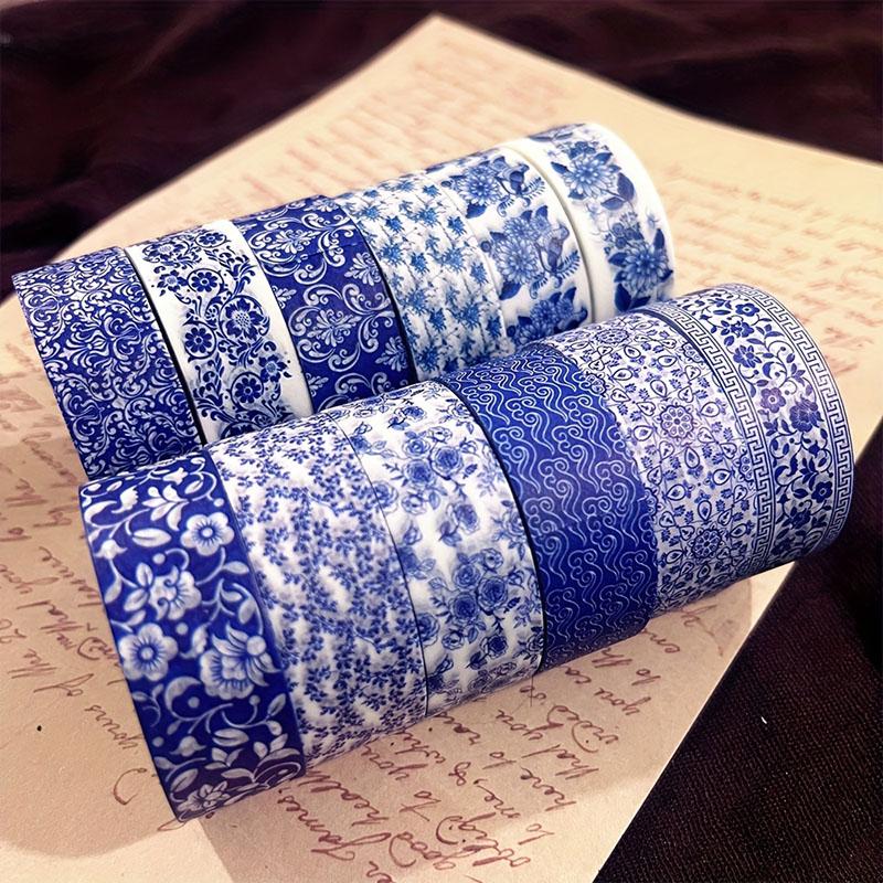

Blue and White Paper Tape Set, Beautiful Chinese Style Design, 12 Pcs, Suitable for Notebooks, Scrapbooks 12Pcs синий