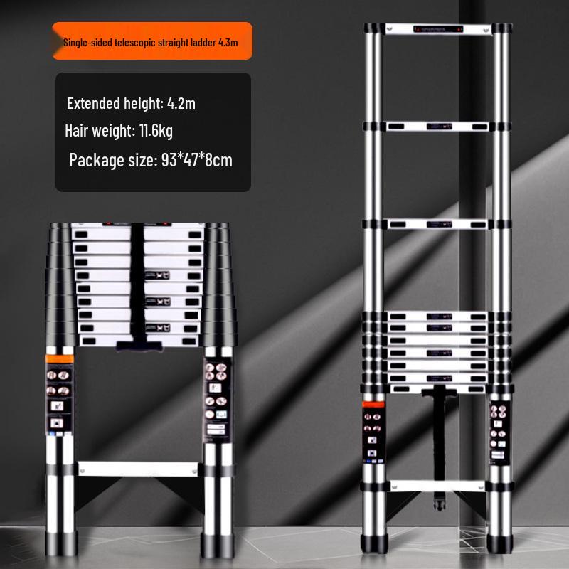 Multifunctional Stainless Steel Telescopic Ladder: A-Frame, Extension, Straight, Folding, Household/Engineering Use