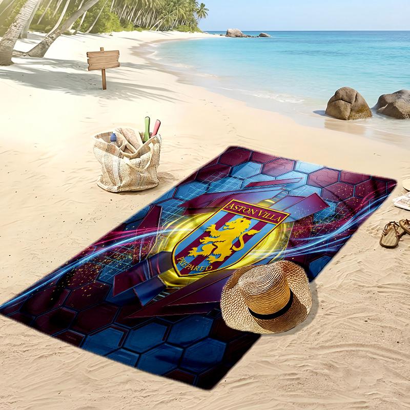 Asciugamano da Spiaggia con Stampa Calcio Aston Villa, Asciugamano Grande Morbido ad Asciugatura Rapida per Spiaggia Campeggio Nuoto