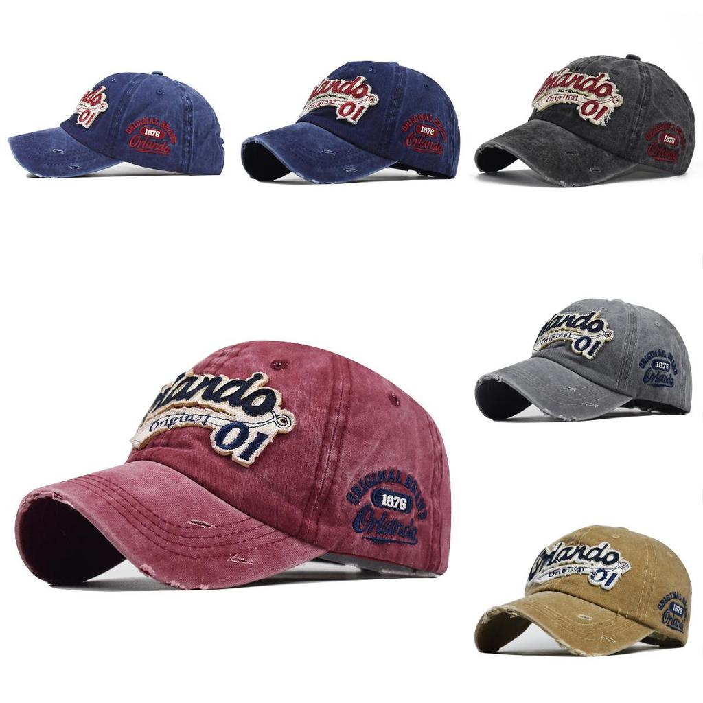 Denim Washed Baseball Cap Summer Oakland Orlando Embroidered Sun Hat
