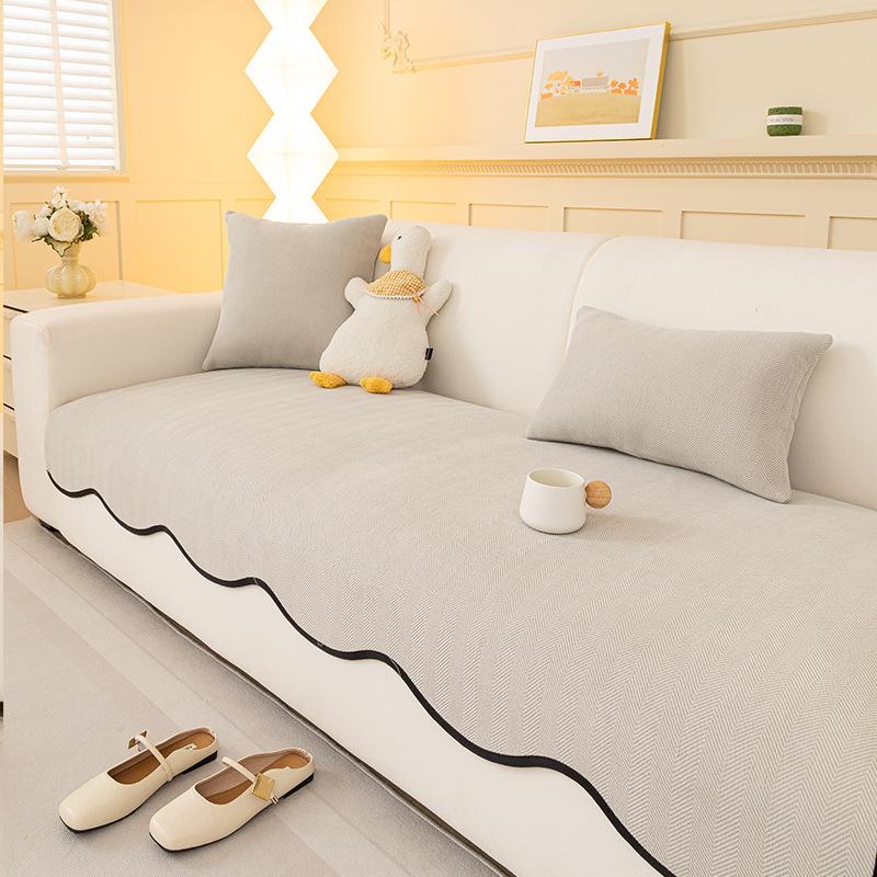 New Irregular Special-Shaped Sofa Cushion, Universal In All Seasons, Advanced Herringbone Pattern Seat Cushion, Non-Slip Cover Cloth Towel
