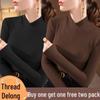 Double-sided Threaded Semi-high Neck Slim-fit Warm Base Layer Top for Women - Autumn/Winter Long-sleeve T-shirt
