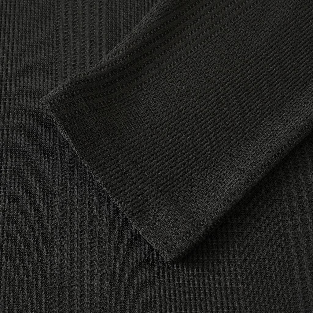 Herren Einfarbig Gerippt Texturiert Knopfleiste Rundhals Langarm Top