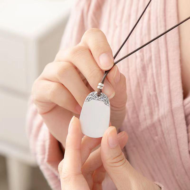 S999 Silver Ethnic Cloisonné Pendant with Auspicious Cloud, Lotus, and Koi Design