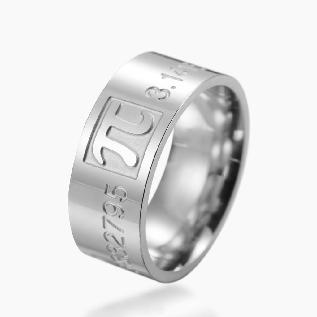Dawapara Pi Symbol Ring Greek Letter Pi Stainless Steel Wedding Band Mathematical Jewelry Math Lovers Birthday Gifts