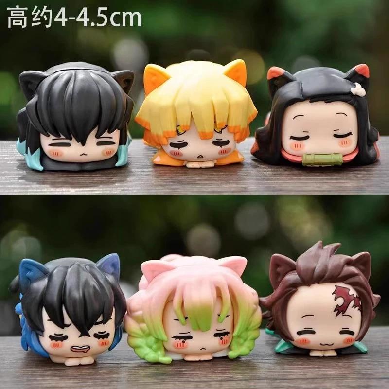 Demon Slayer Chibi-style Sitting Tanjiro And Zenitsu Agatsuma Toy Figurine/car Toy