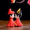 2Pcs Fancy Adorable Bright-colored Couple Dolls Decorative Bride Groom Figurine Plastic Cake Toppers for Valentine's Day