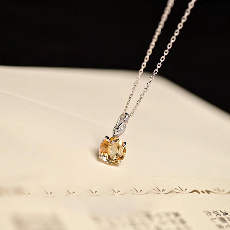Collana con pendente in argento sterling S925 con citrino naturale