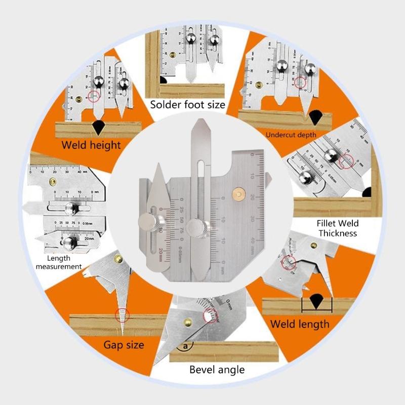 Tragbare Messlehre Schweißraupenhöhe Schweißnaht für Spaltlehre Schweißinspektionslineal Messbereich 0-40mm Genauigkeit 0,5mm