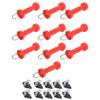 10Pcs Electric Fence Gate Handles Red ABS Heat Cold Resistant with 10Pcs Insulators