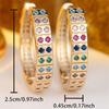 Double Row Rainbow Zircon Small Round Stone Hoop Earrings For Women Vintage Gold Color Ear Buckle Wedding Jewelry Valentine Gift