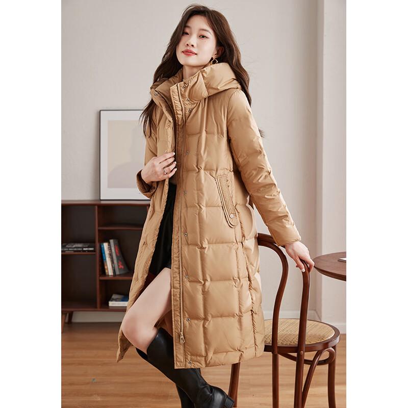 

Жіноча довга зимова куртка з капюшоном на качиному пуху M