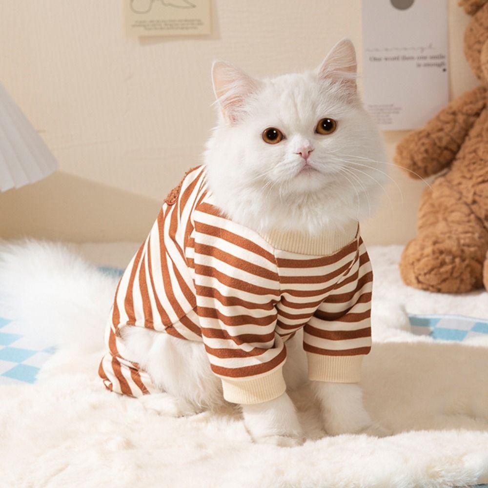 Keep Warm Winter Puppy Clothes Striped Pajamas Dog Jumpsuits Kawaii Pet Clothes  Corgi