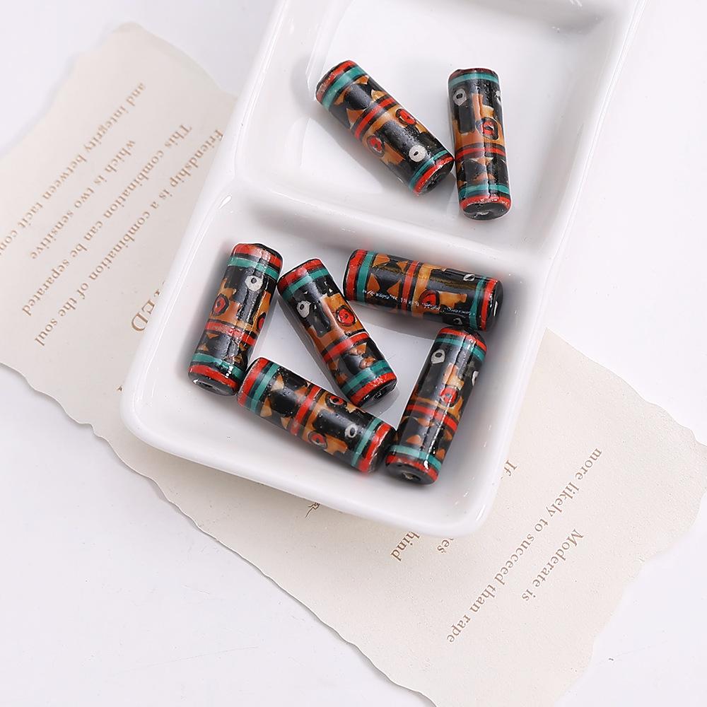 Retro Ethnic Hand-painted Ceramic Totem Beads: DIY Bracelet & Necklace Accessories