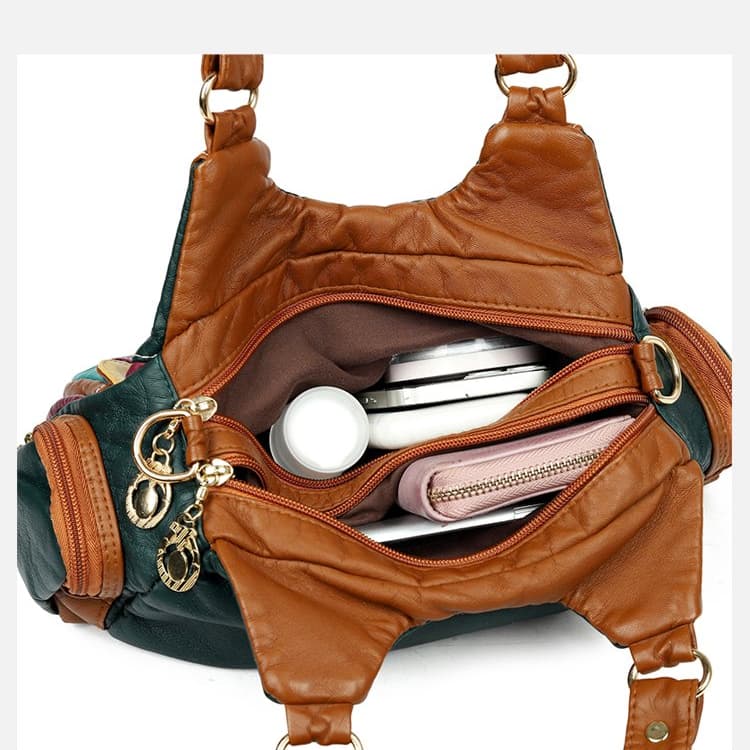 Borsa a tote con blocchi di colore da donna, borsa a tracolla crossbody vintage