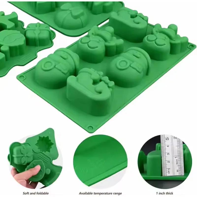 Christmas Silicone Baking Molds Food-Grade Tree Gingerbread Santa Shape Cake Chocolate Mousse Mould Non-Stick DIY Holiday Tools