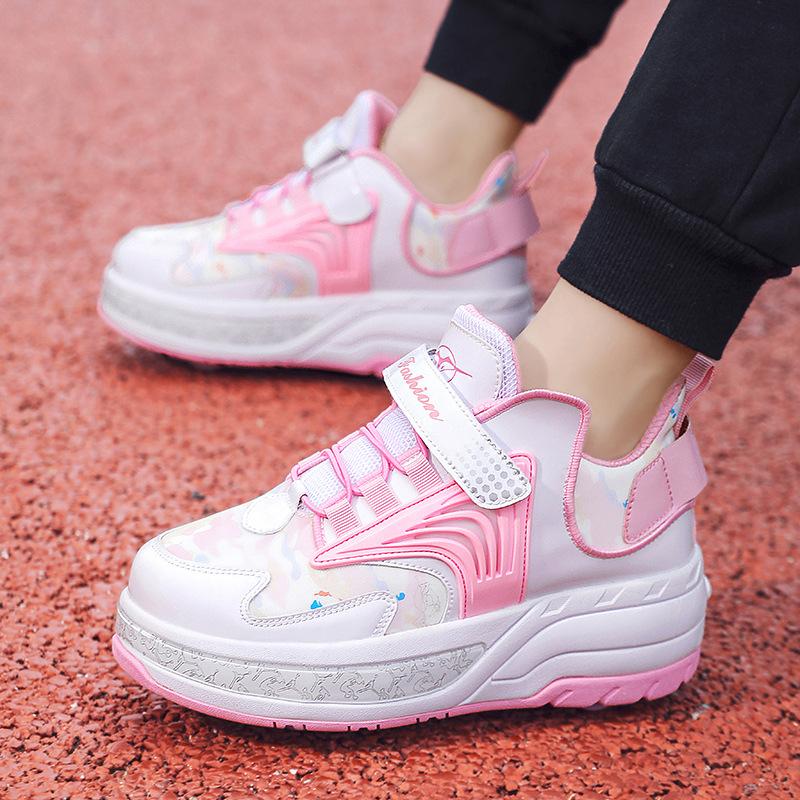 Laufende Schuhe Vierräder Ohne Lichter Studentenversion 6-15 Jahre Alte Jungen Verformbare Sportschuhe Mädchen Hochwertige Rollschuhe Winter