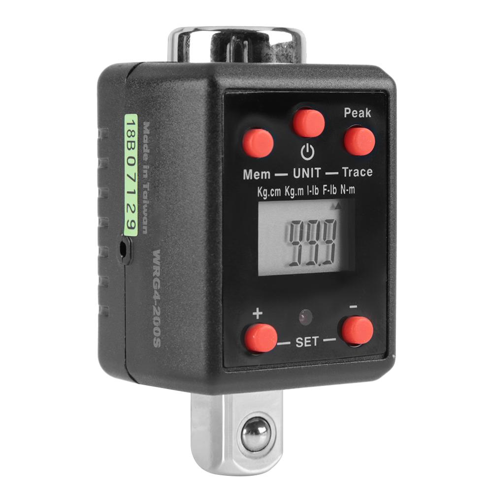 1 2  Drive 10 200Nm Digital Torque Wrench Adaptor with 1 4  & 3 8  Socket Adapter