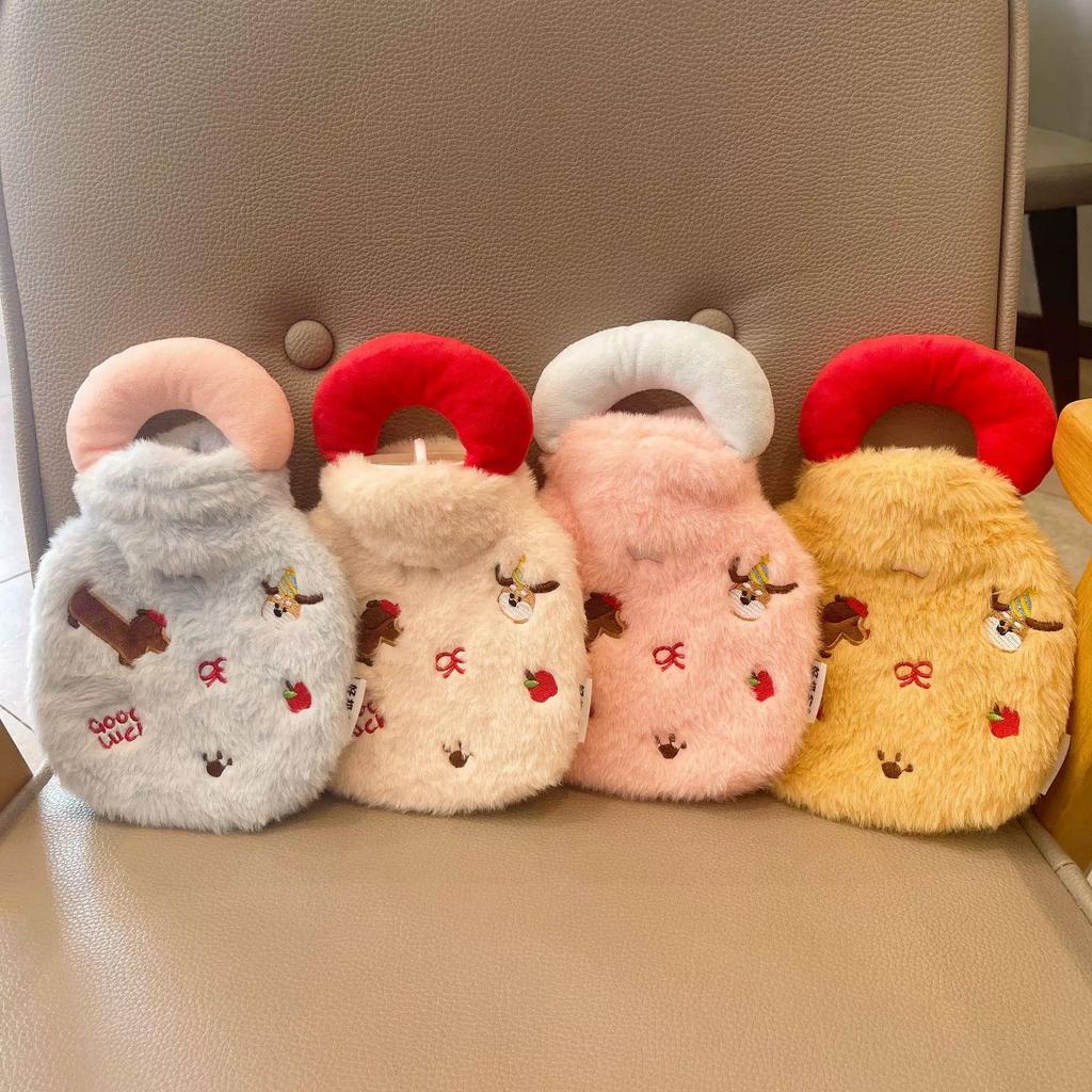 Winter Cute Plush Water-Filled Hot Water Bottle for Girls, Cartoon Small Portable Hand Warmer with Removable and Washable Water Bag