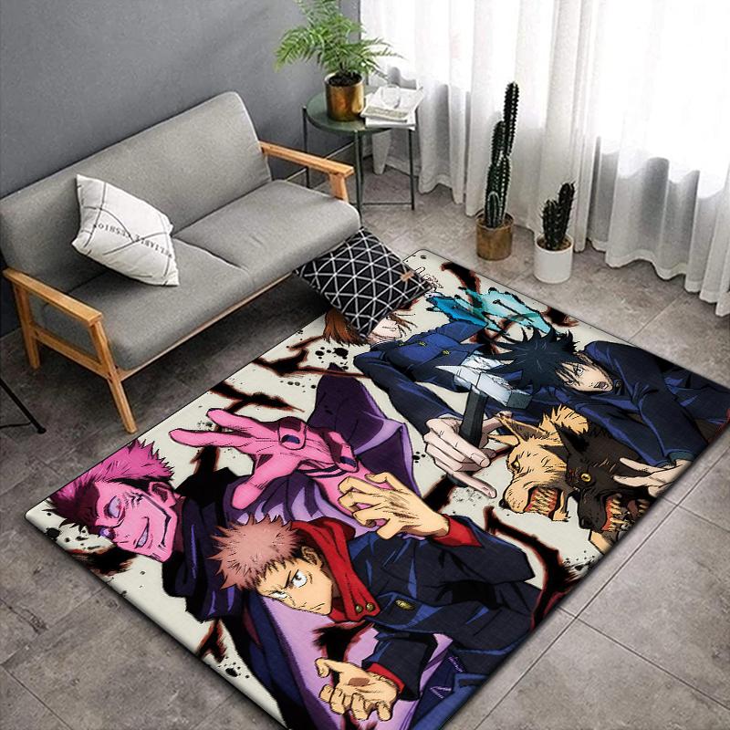 Jujutsu Kaisen Anime Rug Large,Carpet Rug for Living Room Bedroom Sofa Decoration,Doormat Kitchen Non-slip Floor Mat Picnic Camp