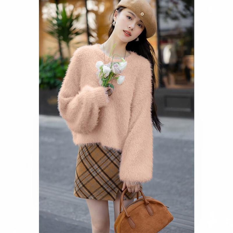 Dámský měkký pletený svetr z umělého norka ITISF4