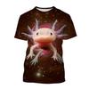 Dier Axolotl 3D Print T-shirt Voor Mannen Dames Zomer Casual Korte Mouw Oversized T-shirts Populair Rond Hals Top Kinder T-shirts