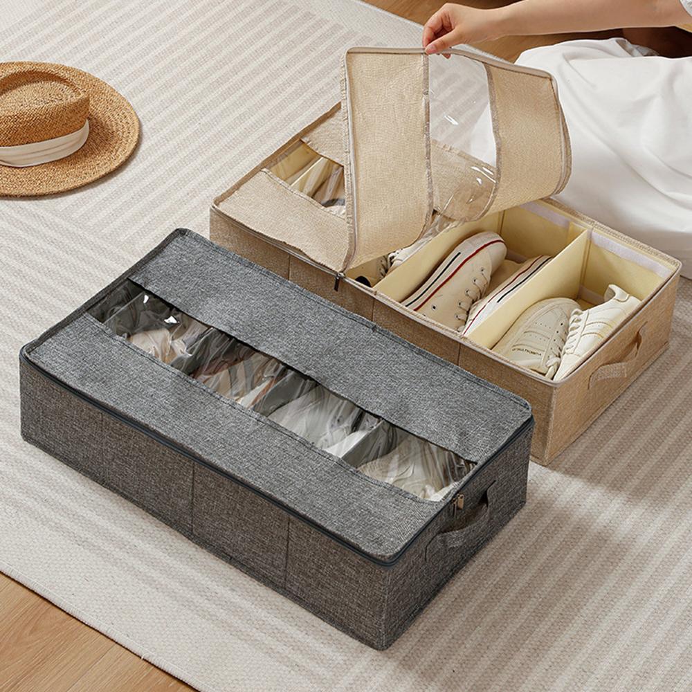 Underbed Storage Box with Dividers 60 x 33 x1 5cm Clear Window Waterproof Organizer for Shoes Clothes