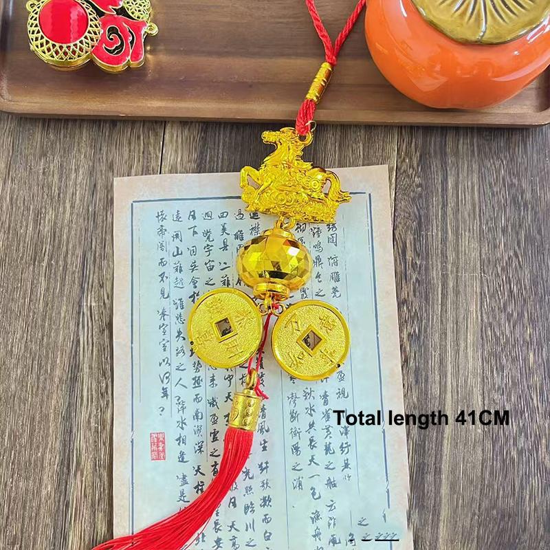 2026 Year Of The Horse Wall Hanging Ornament Green Plant Potted Lucky New Year Decoration 2026 Year Of The Horse Wall Hangingift