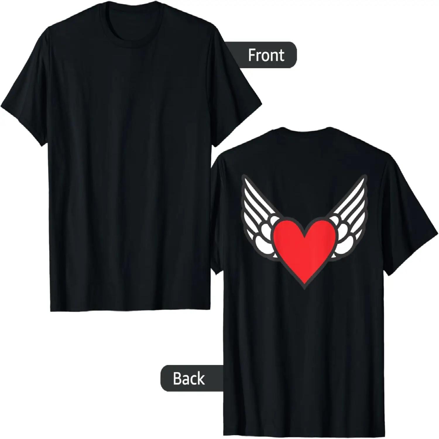 Angel Wings with Red Heart - on back T-Shirt S чёрный