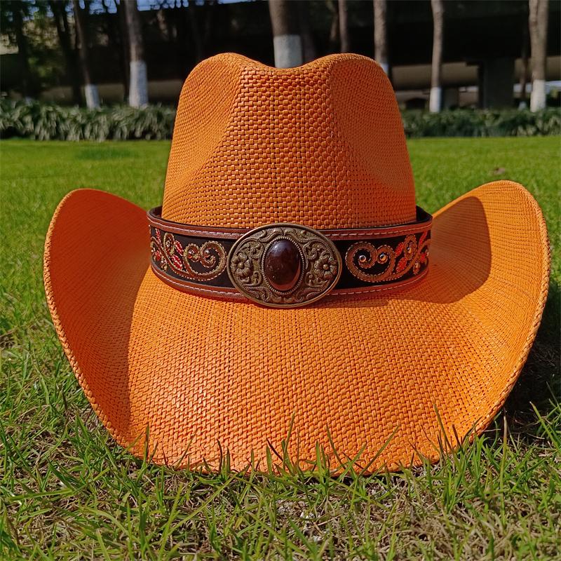 2026 Western cowboy hat man embroidery applique cowboy hat men and women sun hat summer wide brim straw hat hsun hat women