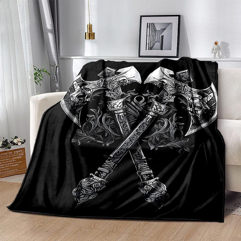 Nordic Mythology Flannel Blanket Soft All-Season Throw, Design for Camping, Car Travel, Hiking Sofa, Bed, Office Perfect Gift for Parties