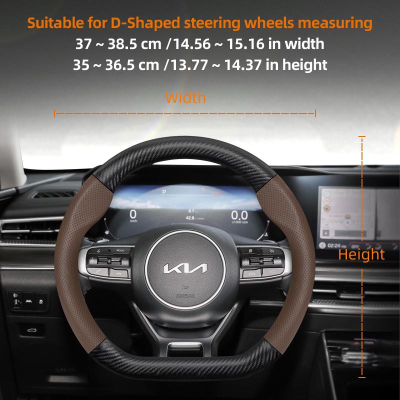 BTNPY1 Suitable for Kia Breathable Leather Matte Carbon Fiber Texture Steering Wheel Cover Suitable for Ceed Jd Picanto Sportage 3 2019 Ev3 Rio 4