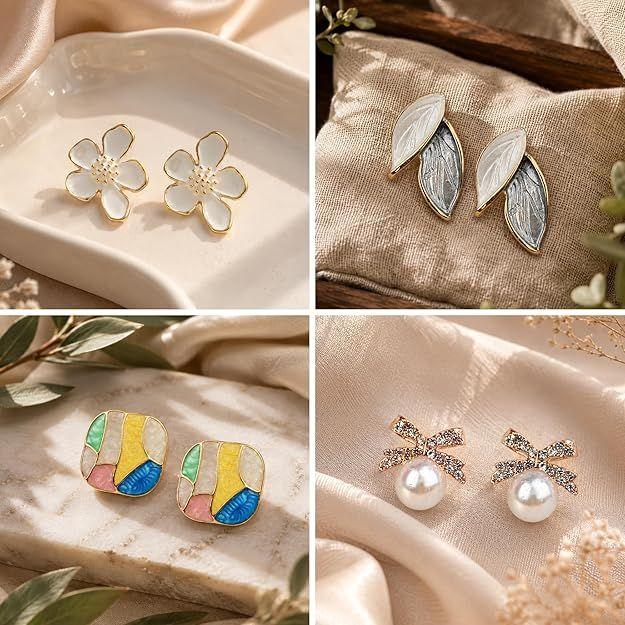 Pretty Pairings 12 Pairs Earrings Set for Women with Jewellery Box | Stylish Stud, Pearl, Drop & Designer Earrings |