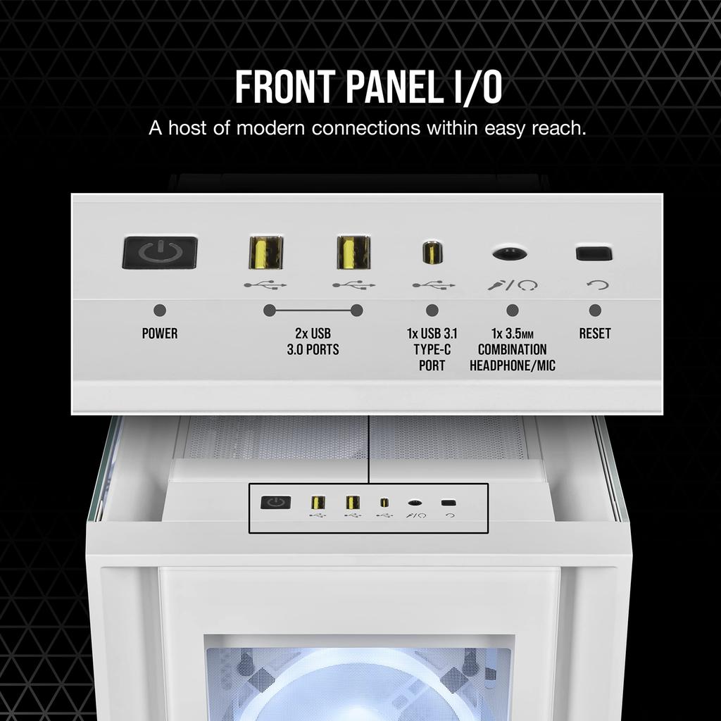 CORSAIR iCUE 5000X RGB QL Edition Mid-Tower PC Case, White (True White) CC-9011233-WW