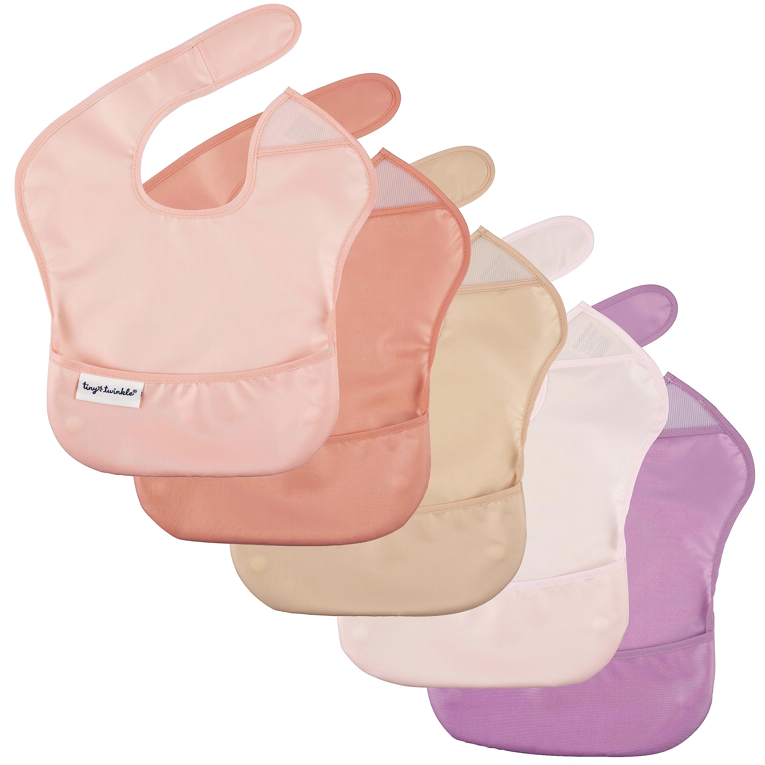 

Tiny Twinkle Easy Bib Set Official Foldable with Snap Feeding Baby Daycare Machine Washable Girl Set 1 5-Piece [Japan Product] 6-24 Months, Buttons,