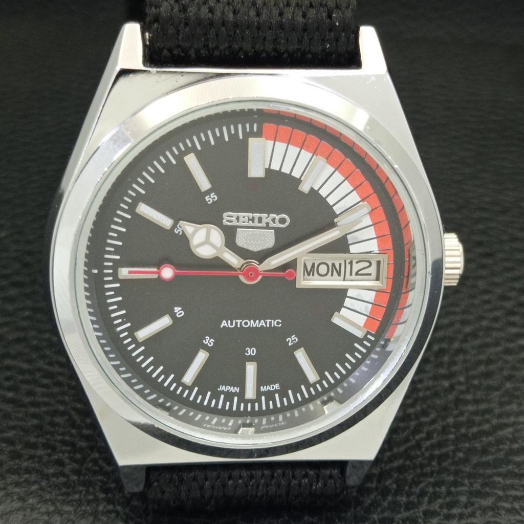 VINTAGE REFURBISHED SEIKO 5 AUTOMATIC 6309A JAPAN MENS BLACK WATCH A440909-4 Sk-a440909