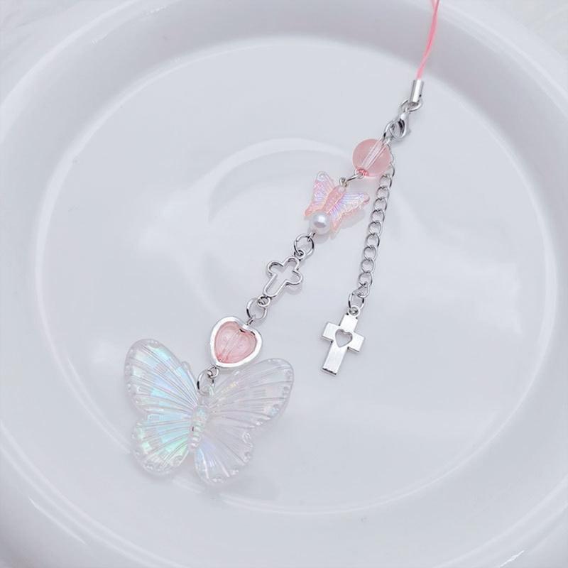 Star Key Chain Handmade Bowknot Pentagram Mobile Phone Chain Y2k Accessory Fashion Bag Pendant Chain for Women Girl