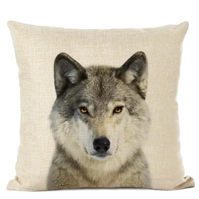 Cute Animal Parrot Linen Pillowcase Deer Wolf Pillows Case For Bedroom Pillow Cover Living Room Decoration Boy Girl Room 45X45Cm