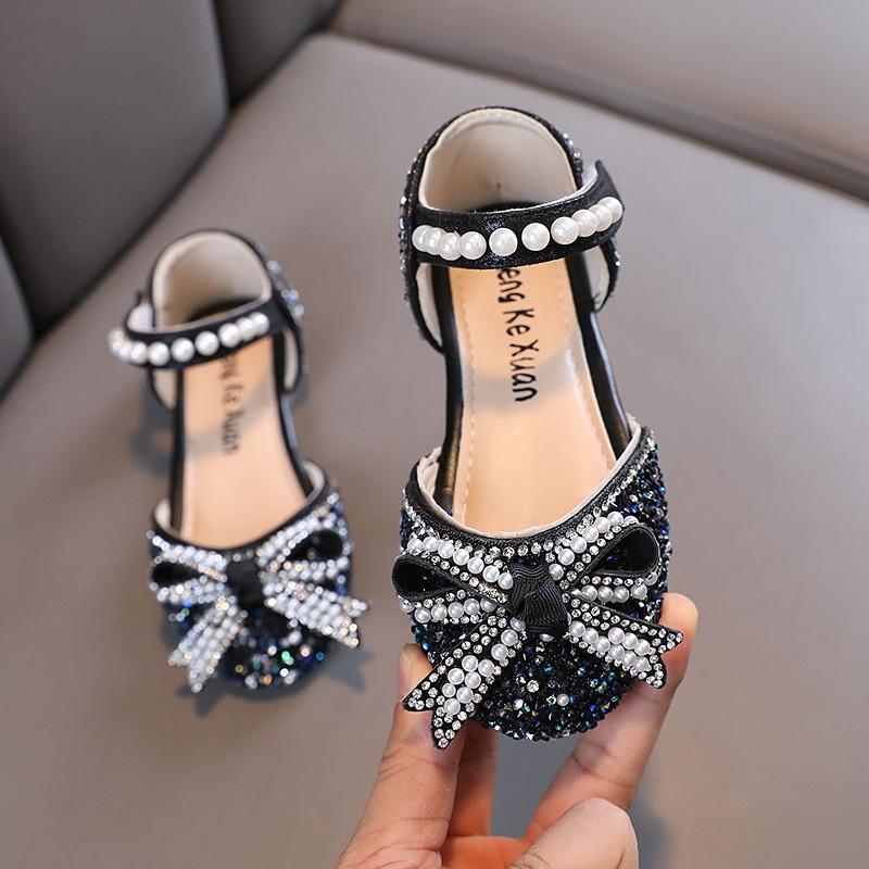 Summer Ladylike New Style Girls' Princess Baby Student Bowknot Small/medium/large Children's Performance Dance Flat Shoes