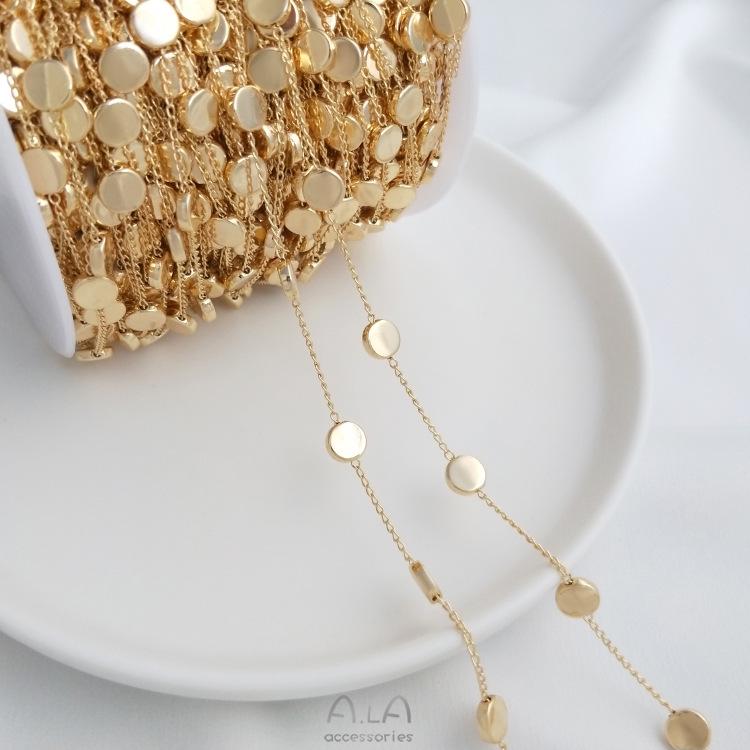 14K Gold-Filled Peach Heart Star Spacer Chain with Baroque Imitation Pearl for DIY Necklace Crafting