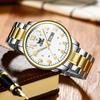 OPK 8176 Man Watch Steel Strap Waterproof Luminous Date Week Classic Digital Dial Simple Business Quartz Wristwatches for Men