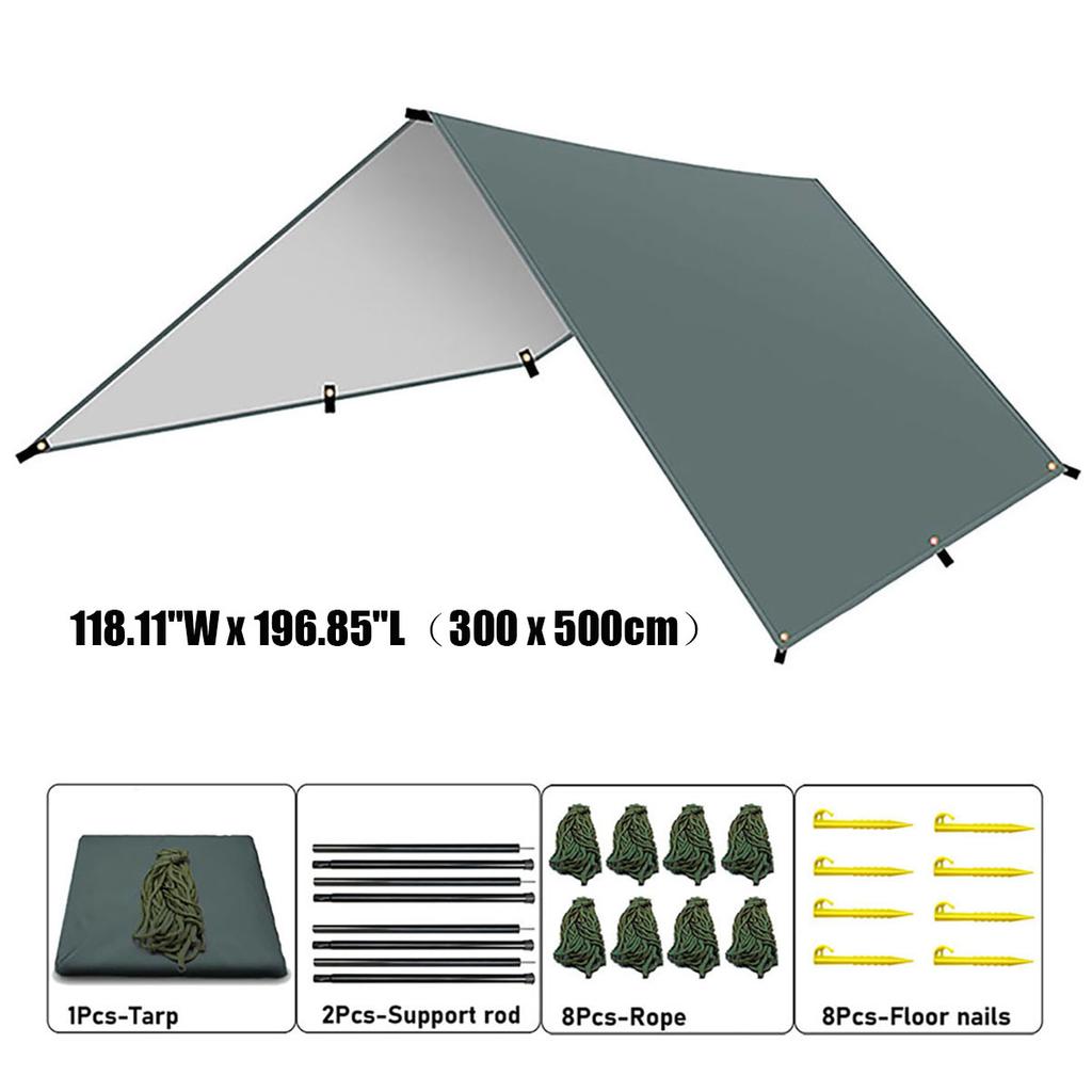 Waterproof Camping Sunshade, Portable Tent Tarpaulin, UV-Protective Sunshade, Multi-Functional Outdoor Camping Gear - Gray