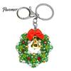 Beaded Key Holder Handmade Christmas Keychain, Xmas Tree Wreath Gift Box Bell Backpack Charm Santa Keyring, Hanging Decor for Party Favors